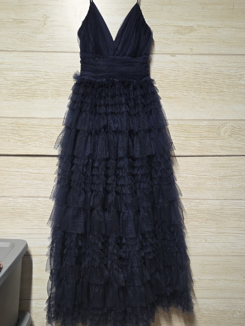 Windsor Navy Tiered Tulle V-Neck Prom Dress